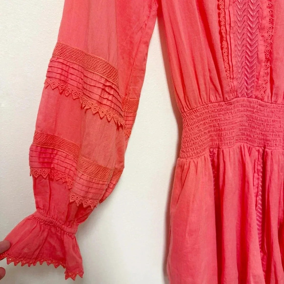 EUC $375 Ramy Brook Patty Patty Crochet-Trim Mini Dress - Long-Sleeve V-Neck - Picture 6 of 12